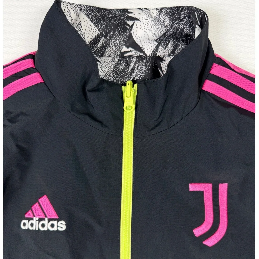 Adidas Juventus Reversible Anthem Jacket Mens Medium Black Pink HS9808 Excellent